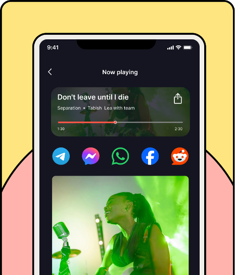 Music-sharing app screen highlighting don’t leave until I die song on a music player